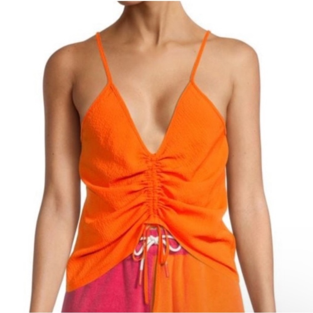 Solid & Striped Lucia Seersucker Tangerine Top Medium